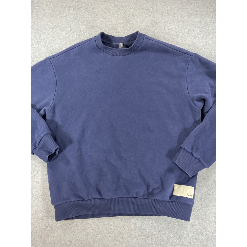 Vuori Restoration Crew Sweatshirt Navy Blue Organic Cotton Fleece Mens Sm 2776